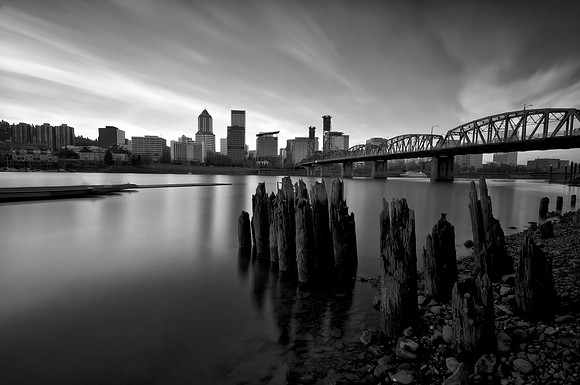 Portland Skyline Monochrome
